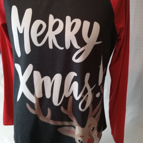 PatPat Christmas Reindeer Plaid Raglan Shirt Women’s Large Long Sleeve Holiday - Picture 6 of 10